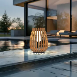 𝗠𝗢𝗗 𝗟𝗜𝗚𝗛𝗧𝗜𝗡𝗚 Beam | Floor Solar Lantern, Reliable IP65 Waterproof LED Garden Light, Solar Lights Outdoor Dimmable with Remote, Rattan Lantern Lamp for Patio (Small | 10x14 | Warm White)