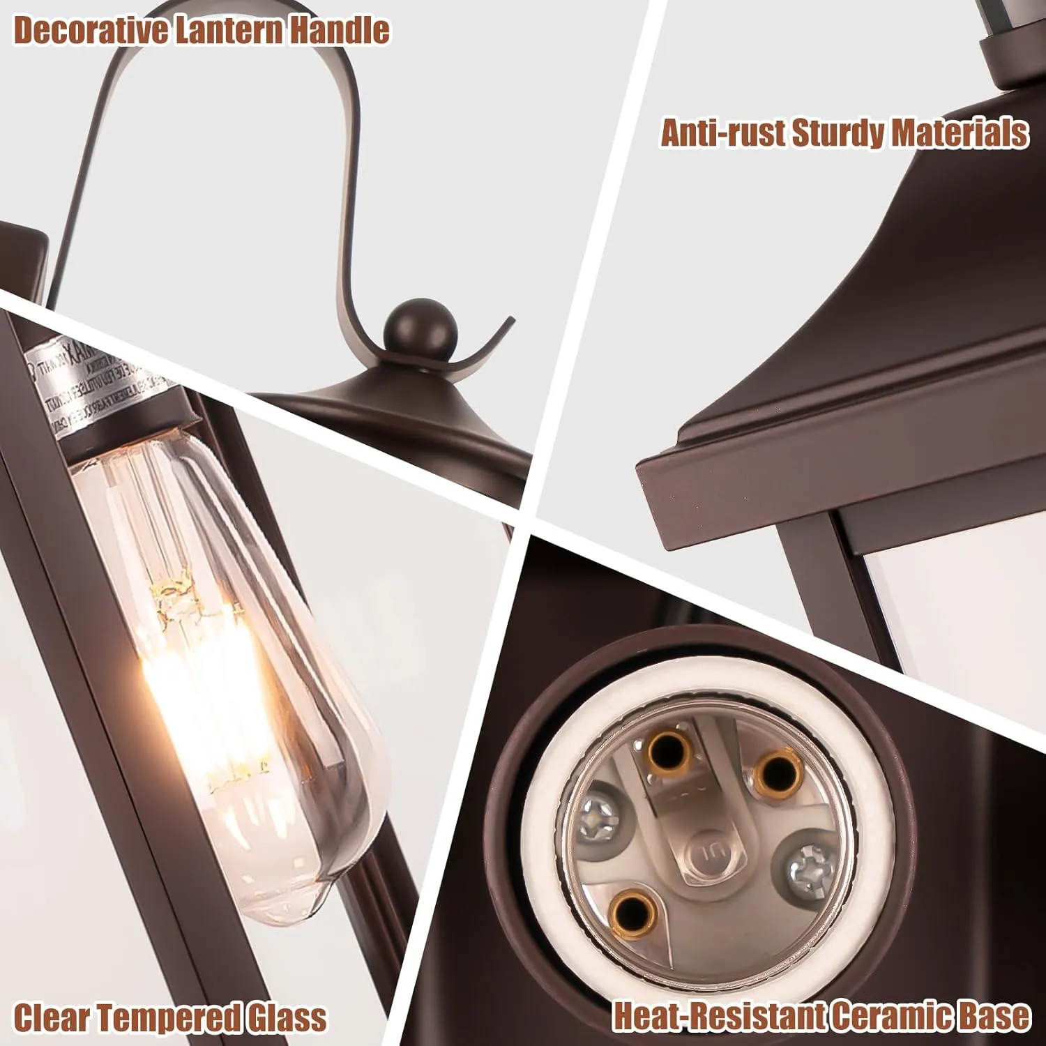1-Pack 18 Inch Oil Rubbed Bronze Motion Sensor Outdoor Wall Lantern IP65 Waterproof, Large Brown Dusk to Dawn Outdoor Light for House Clear Glass Outside Wall Mounted Lamps Front Door