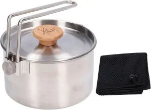 1000ml Stainless Steel Camping Pot with Detachable Handle, for Outdoor Tea and Coffee, Hiking and Picnic