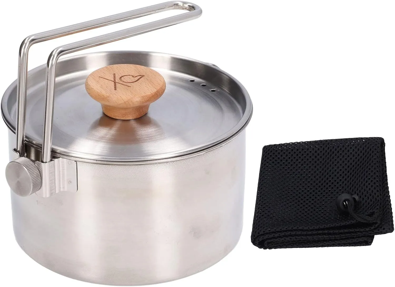 1000ml Stainless Steel Camping Pot with Detachable Handle, for Outdoor Tea and Coffee, Hiking and Picnic