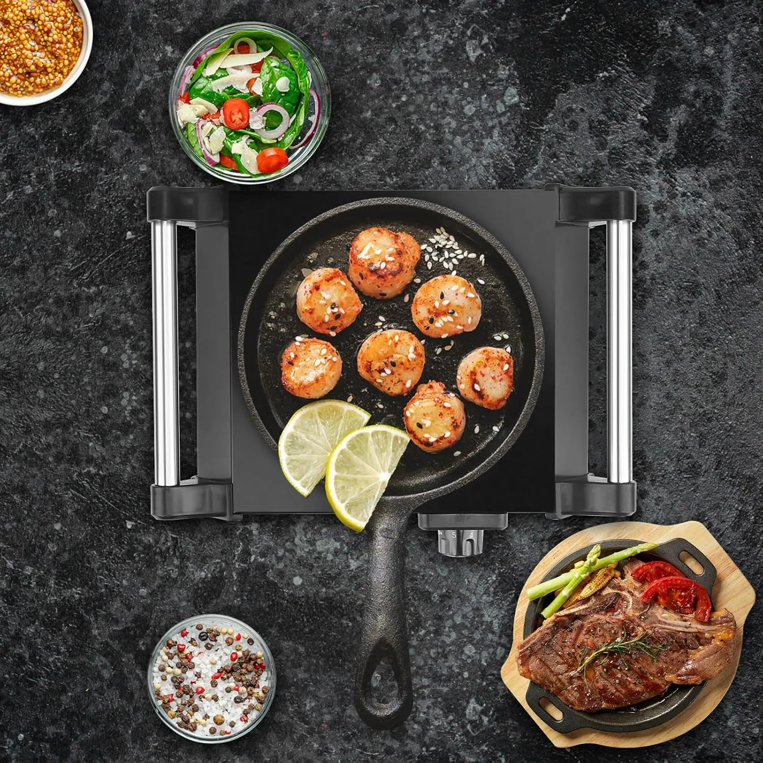 1000W Hot Plate,Portable Electric Stove Countertop Single Coil Burners W/5 Level Temperature Control & Stay Cool Handles, Easy to Clean, Lightweight Cast Iron Electric Stove for RV/Home/Camp 110V