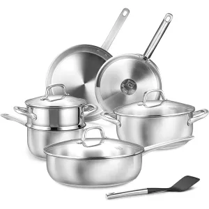 10pcs Stainless Steel Oven Safe Cookware Set