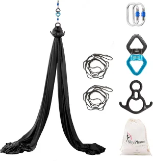 11 Yards Aerial Silks Yoga Swing Set - Aerial Yoga Hammock Kit Anti-Gravity Flying for Fitness, Low/Non Stretch Nylon Tricot Fabric Hardware Included for Dance