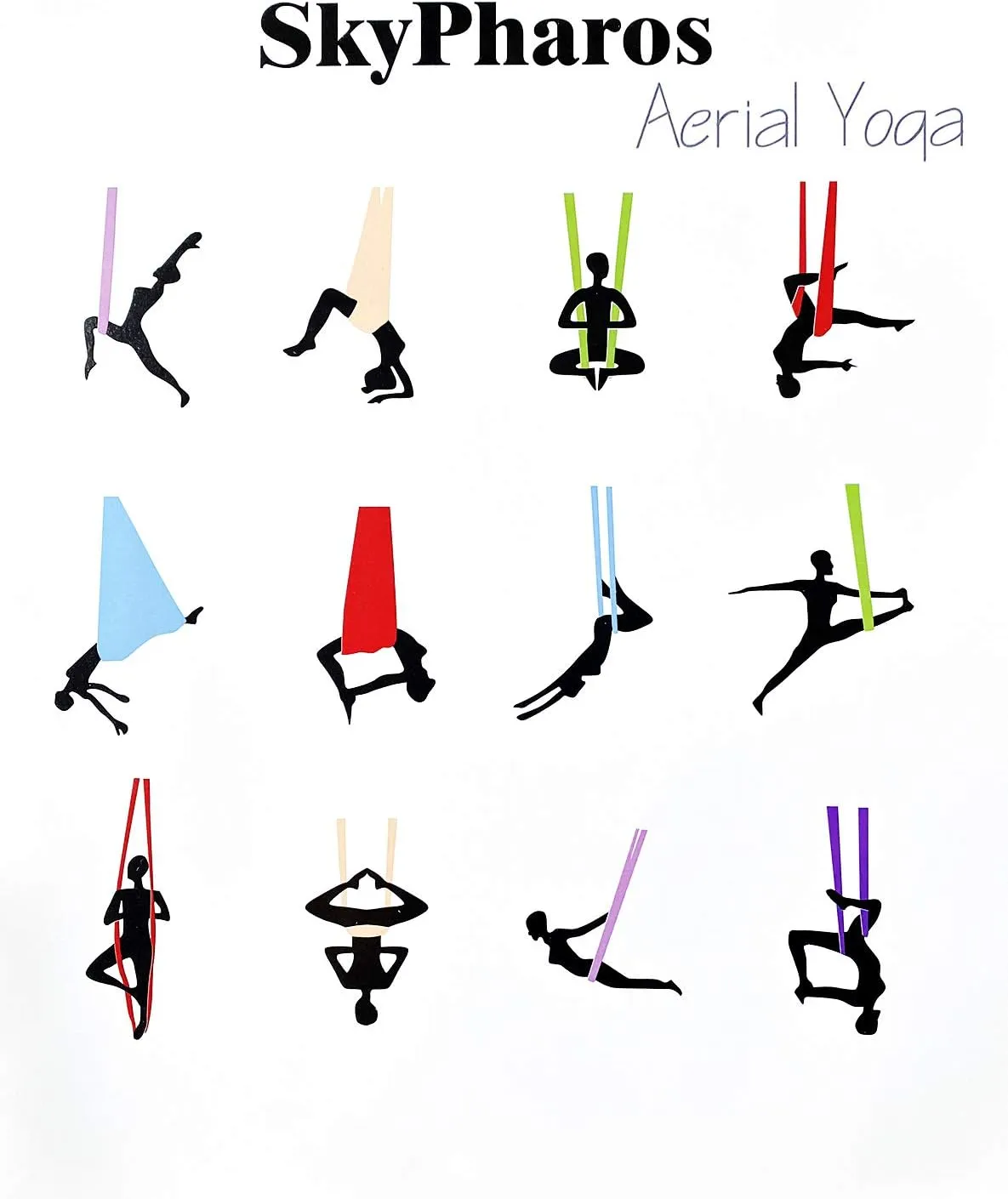 11 Yards Aerial Silks Yoga Swing Set - Aerial Yoga Hammock Kit Anti-Gravity Flying for Fitness, Low/Non Stretch Nylon Tricot Fabric Hardware Included for Dance