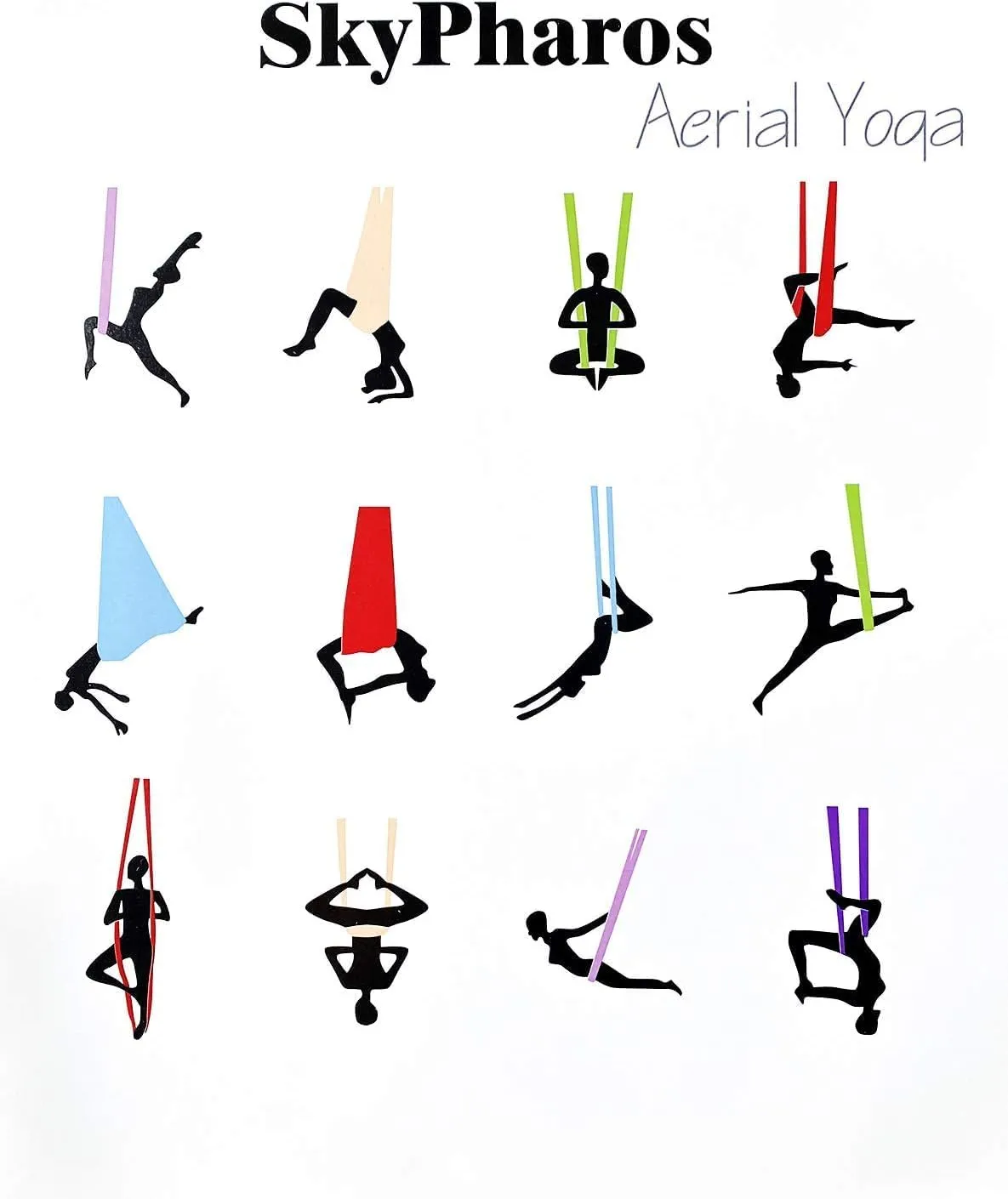 11 Yards Aerial Silks Yoga Swing Set - Aerial Yoga Hammock Kit Anti-Gravity Flying for Fitness, Low/Non Stretch Nylon Tricot Fabric Hardware Included for Dance