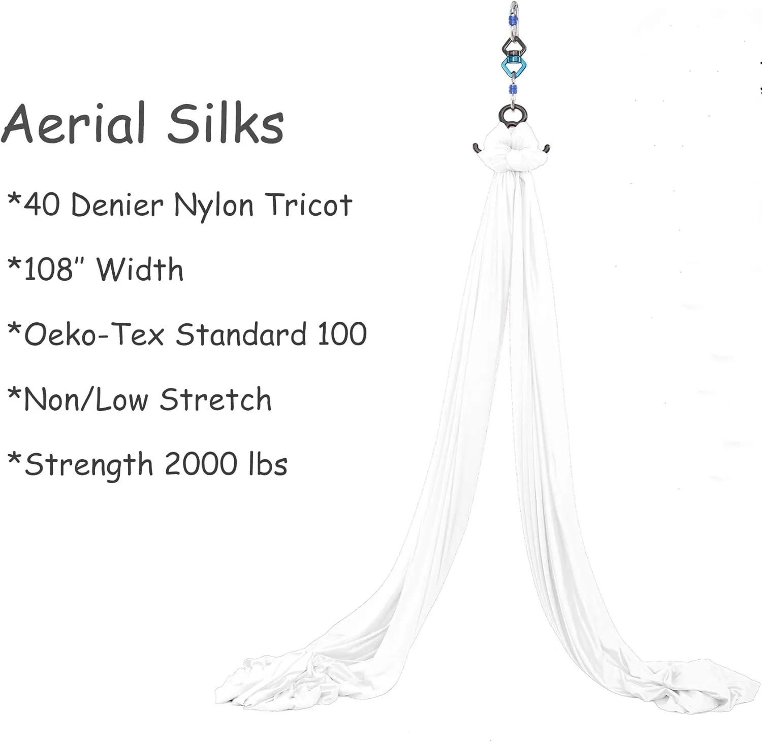 11 Yards Aerial Silks Yoga Swing Set - Aerial Yoga Hammock Kit Anti-Gravity Flying for Fitness, Low/Non Stretch Nylon Tricot Fabric Hardware Included for Dance