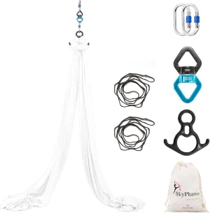 11 Yards Aerial Silks Yoga Swing Set - Aerial Yoga Hammock Kit Anti-Gravity Flying for Fitness, Low/Non Stretch Nylon Tricot Fabric Hardware Included for Dance