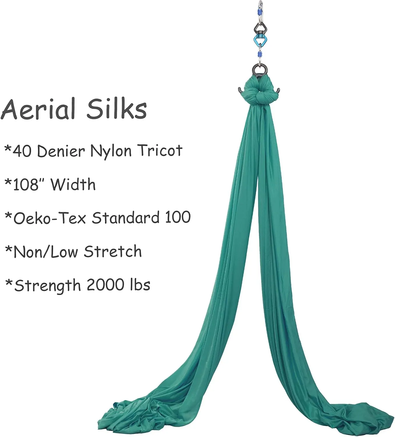 11 Yards Aerial Silks Yoga Swing Set - Aerial Yoga Hammock Kit Anti-Gravity Flying for Fitness, Low/Non Stretch Nylon Tricot Fabric Hardware Included for Dance