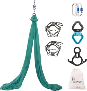 11 Yards Aerial Silks Yoga Swing Set - Aerial Yoga Hammock Kit Anti-Gravity Flying for Fitness, Low/Non Stretch Nylon Tricot Fabric Hardware Included for Dance