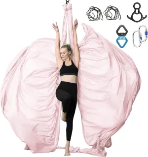 11 Yards Aerial Silks Yoga Swing Set - Aerial Yoga Hammock Kit Anti-Gravity Flying for Fitness, Low/Non Stretch Nylon Tricot Fabric Hardware Included for Dance