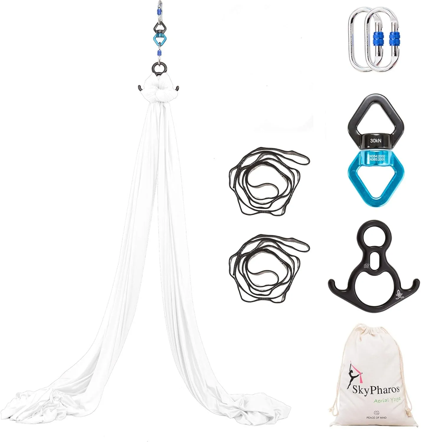 11 Yards Aerial Silks Yoga Swing Set - Aerial Yoga Hammock Kit Anti-Gravity Flying for Fitness, Low/Non Stretch Nylon Tricot Fabric Hardware Included for Dance