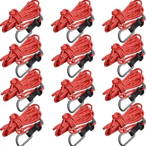 12 Packs Reflective Tent Ropes with Non-Slip Cord Adjusters Tensioners for Tent Tarp, Canopy Shelter, Camping, Hiking, Backpacking