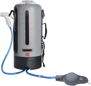 12L Portable Shower Bag, Camping Shower Packet with Pressure Foot Pump,Water Level Window and Storage Bag, Leak Proof Solar Shower, for Beach Camping Swim Travel Hiking Trip