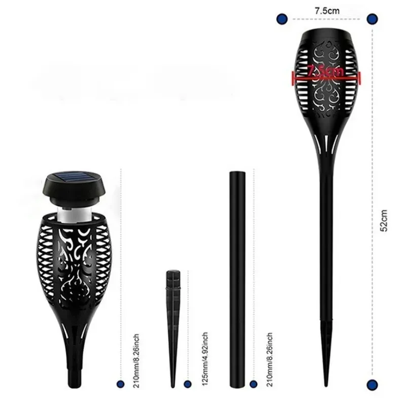 12LED Solar Flame Torch Light Flickering Floor Lamp