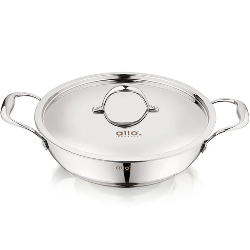 1.5L Allo CookSafe TriPly Kadhai | Stainless Steel | With Stainless Steel Lid | Induction Friendly | Naturally Non-stick | 20cm