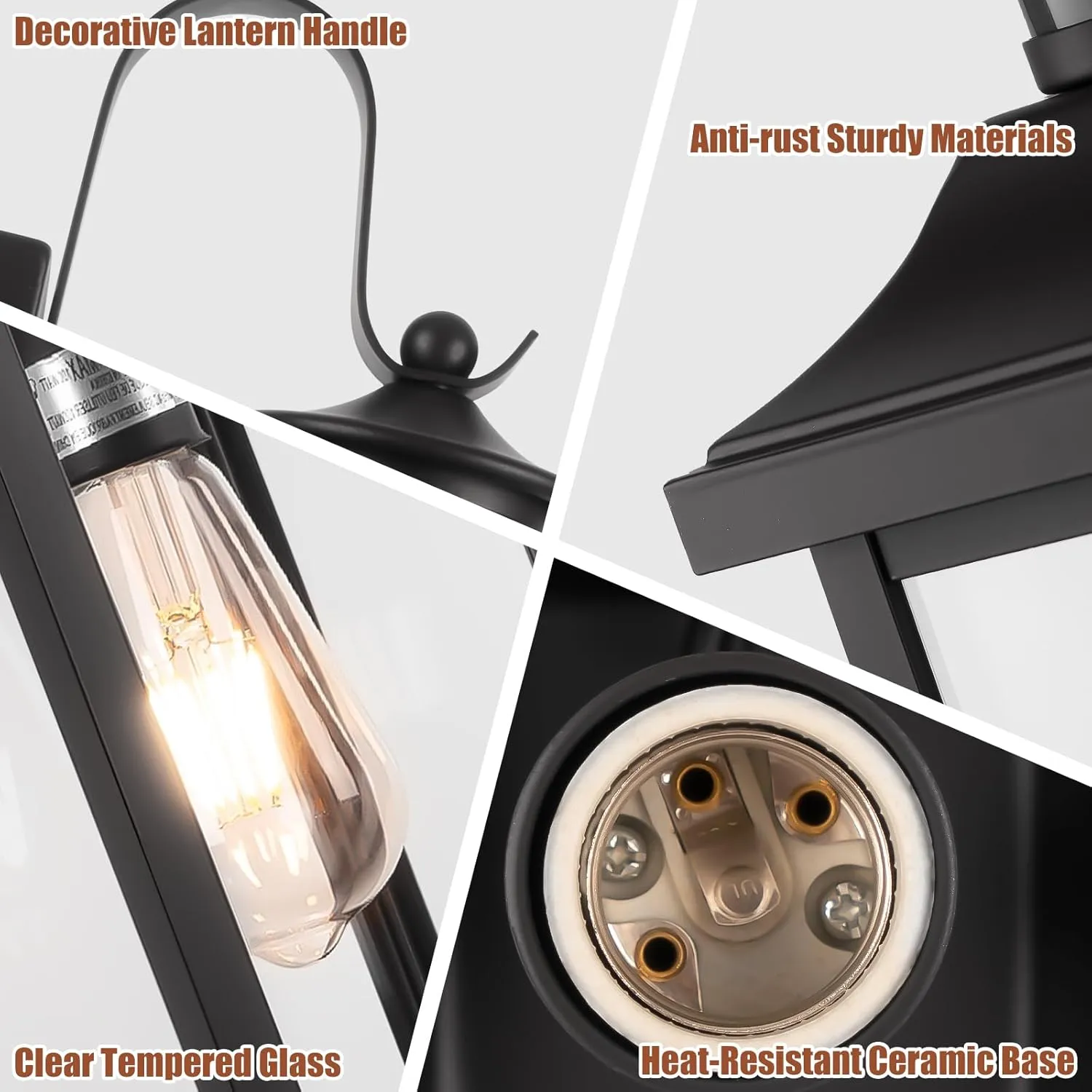 18 Inch Motion Sensor Outdoor Lights 2-Pack, Large Black Dusk to Dawn Outdoor Porch Lights for House IP65 Waterproof Exterior Light Fixtures for Front Door Anti-Rust Garage Lantern Lights