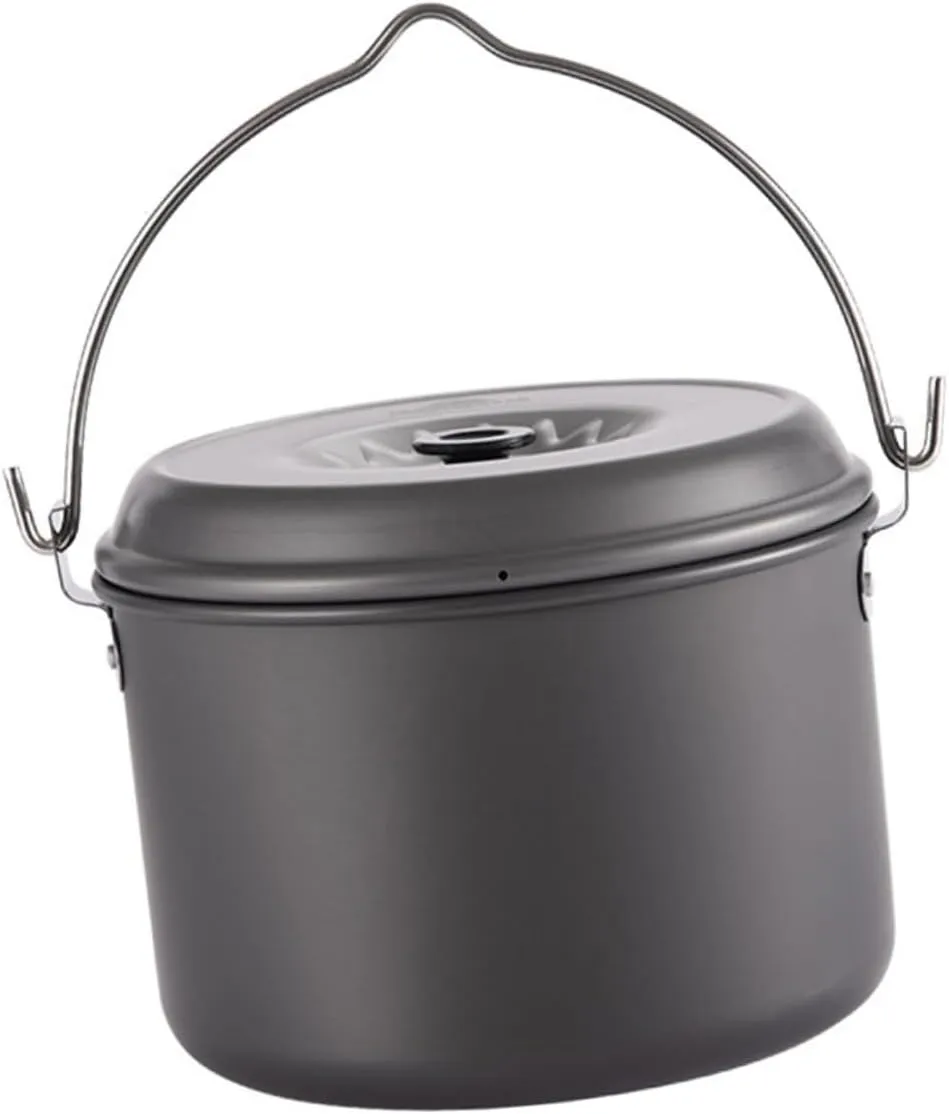 1pc Camping Pot Large Capacity Cooking Handle Portable Grill Camping Pan Set for Outdoor Cooking