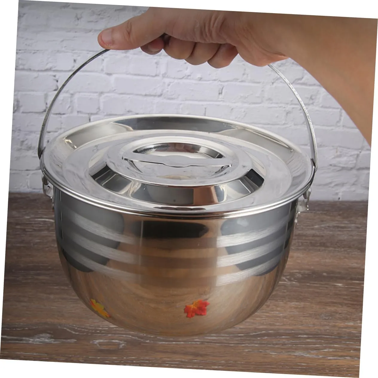 1pc Camping Pot Pots and Pans Tea Kettle Fry Pan Boiler Aid Thermal Kettle Camping Saucepan with Lid Camping Kettle Teapot Mini Soup Clear Silver 201 Stainless Steel