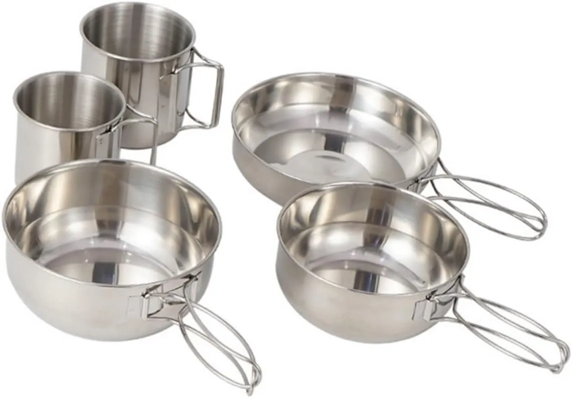 1set Camping Tableware Kit Portable Cookware Set Bowls Cups and Pan for Outdoor Cooking Picnics and Travel