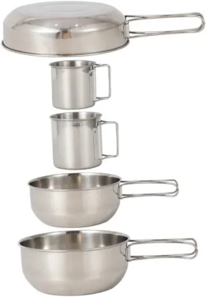1set Camping Tableware Set Saucepan Cup Bowl Kit Cookware for Outdoor Cooking BBQ Hiking Picnics