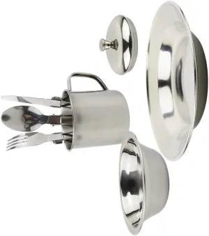 1Set Portable Stainless Steel Cookware Persons Camping and Picnic Tableware Combination Durable and Lightweight Outdoor Cooking Essentials