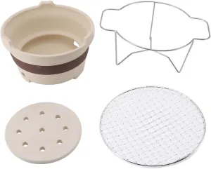 2 in 1 Portable Japanese Style Ceramic Carbon Mud Soil Stove, Charcoal Clay Oven Barbecue BBQ Grills with Wire Mesh Grill and Bakeware, for Home Camping