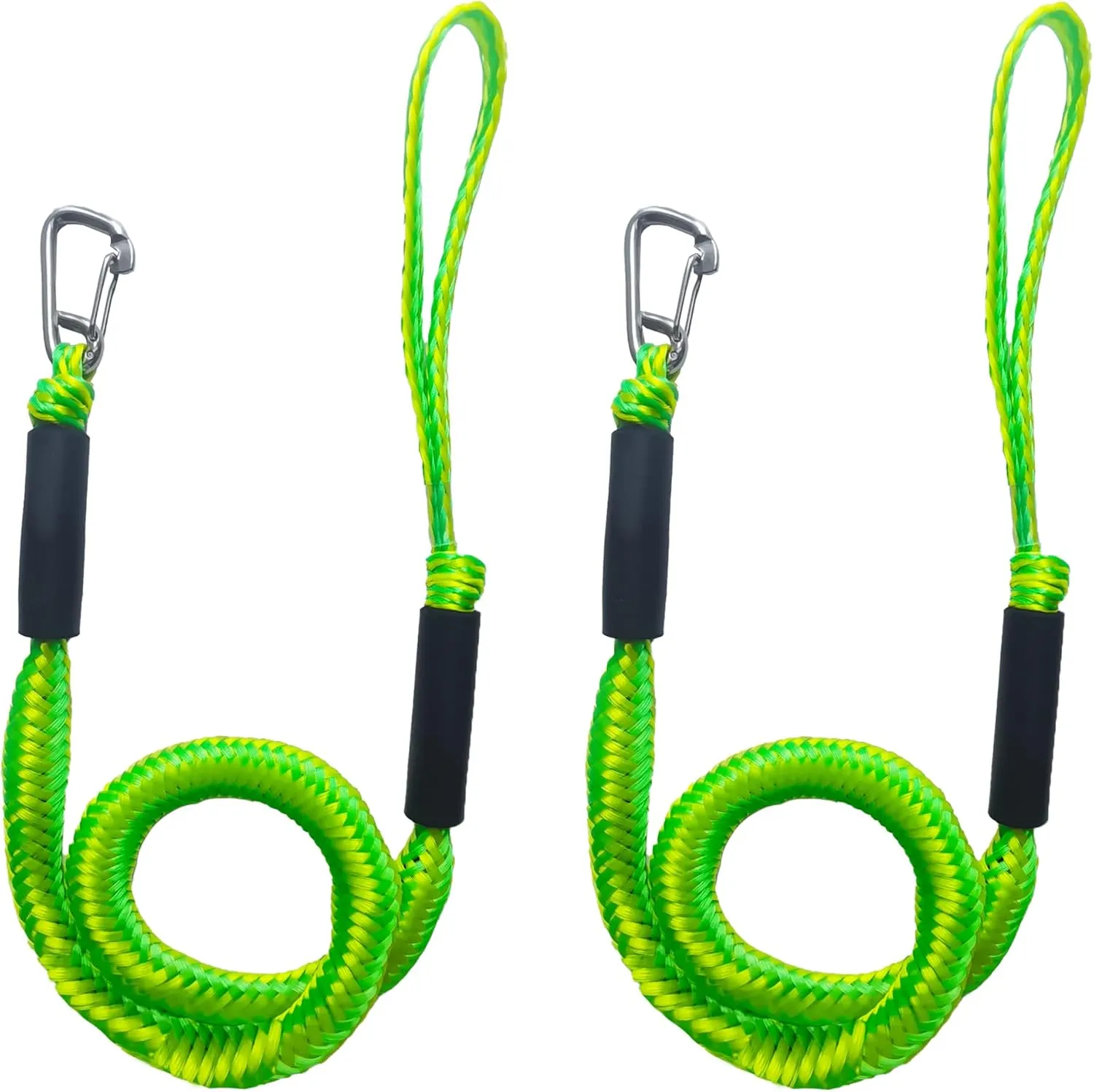 2 Pack Boat Bungee Dock Lines, Dock Mooring Lines, Boat Accessory (Green & Yellow, 4 FT)