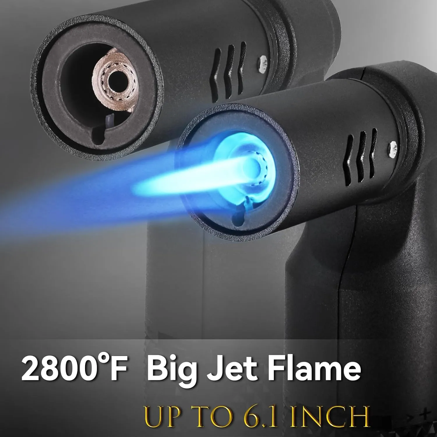 2 Pack Butane Torch Lighter Big Jet Flame Refillable Portable Butane Torch Adjustable Mini Blow Torch for Camping Grill Culinary Soldering Cooking Welding BBQ (Fuel Not Included)