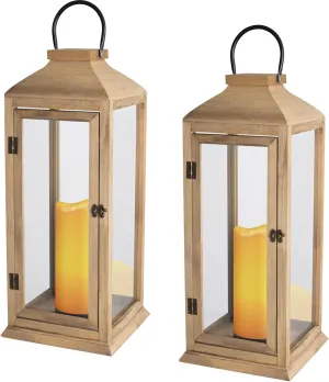 2 Pack Lanterns Decorative - IP65 Waterproof Lanterns Decorative with Flameless Pillar Candles, Decorative Lanterns for Home Decor, Indoor Outdoor, Front Porch, Garden, Farmhouse Weddings Style