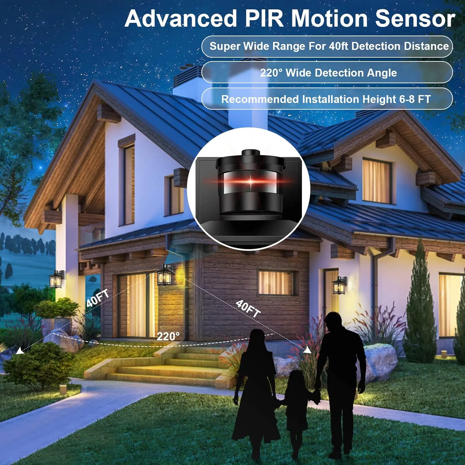2 Pack Motion Sensor Outdoor Lights, Dusk to Dawn Lighting, LED Exterior Light Fixture, Anti-Rust Lantern for Front Porch, Waterproof Golden Outdoor Wall Sconce for House, Garage, Patio