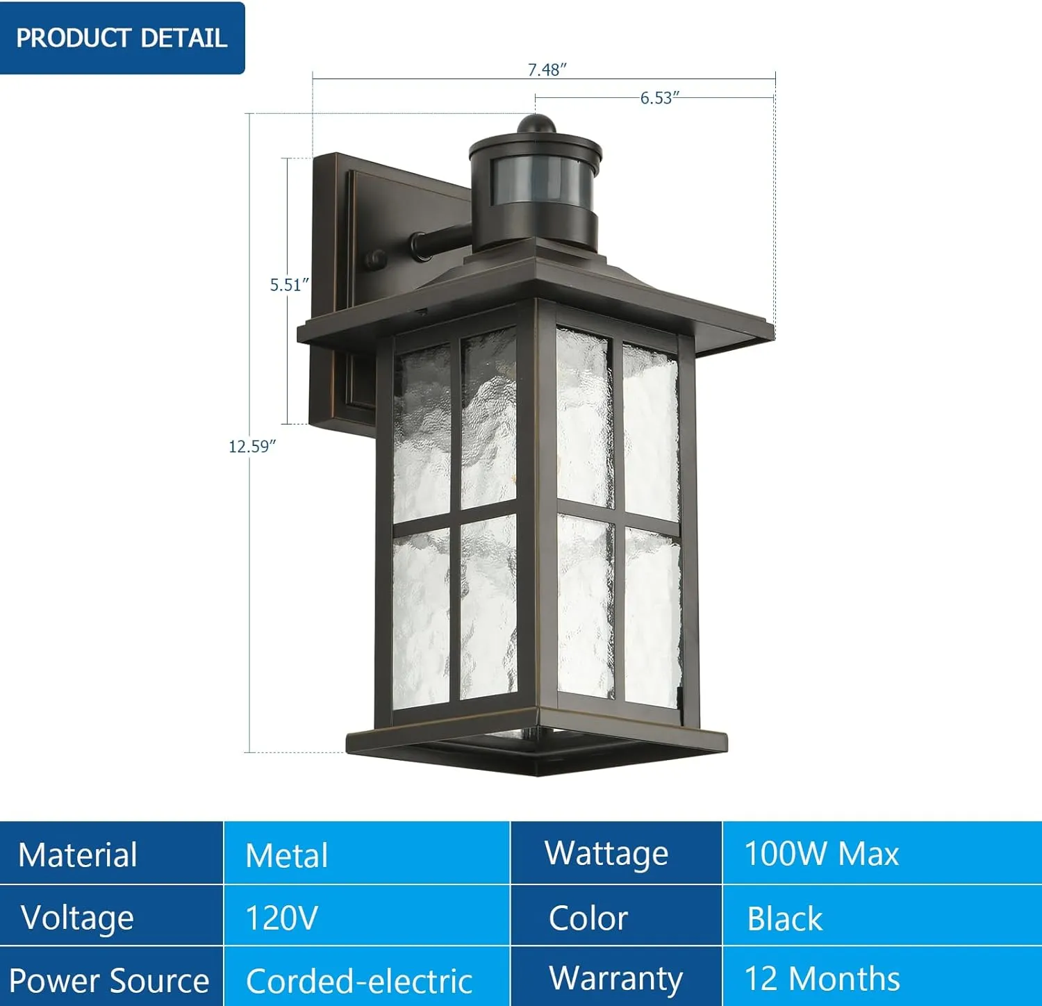 2 Pack Motion Sensor Outdoor Porch Lights Dusk to Dawn Exterior Wall Lantern Black Outside Sconce Lighting Fixtures Waterproof Wall Mount Coach Lamp for House Garage Patio Entryway