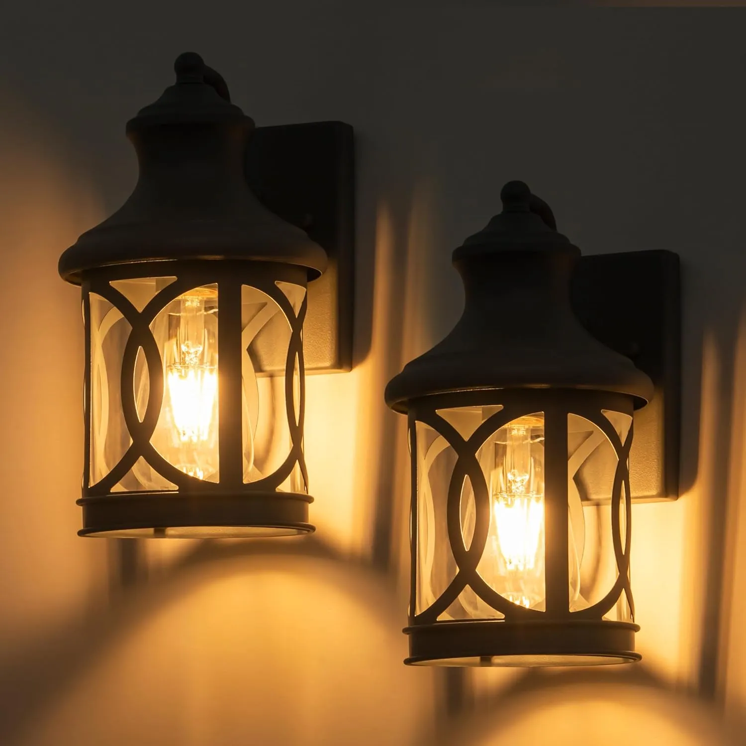 2-Pack Outdoor Wall Lights, Porch Lights, Waterproof Outdoor Wall Sconce, Exterior Light Fixture Grey Finish with Clear Glass Shade for Garage Patio Front Door Balcony