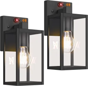 2-Pack Upgraded Motion Sensor Outdoor Wall Lights, Dusk to Dawn Porch Lights Outdoor Wall Sconce Lanterns, 3 Lighting Modes Exterior Lighting Fixtures, Black Outside Lights for House Front Door Garage