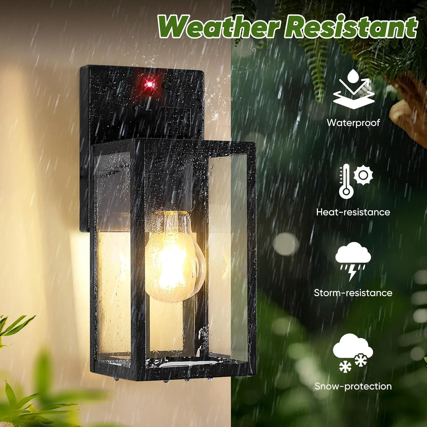 2-Pack Upgraded Motion Sensor Outdoor Wall Lights, Dusk to Dawn Porch Lights Outdoor Wall Sconce Lanterns, 3 Lighting Modes Exterior Lighting Fixtures, Black Outside Lights for House Front Door Garage