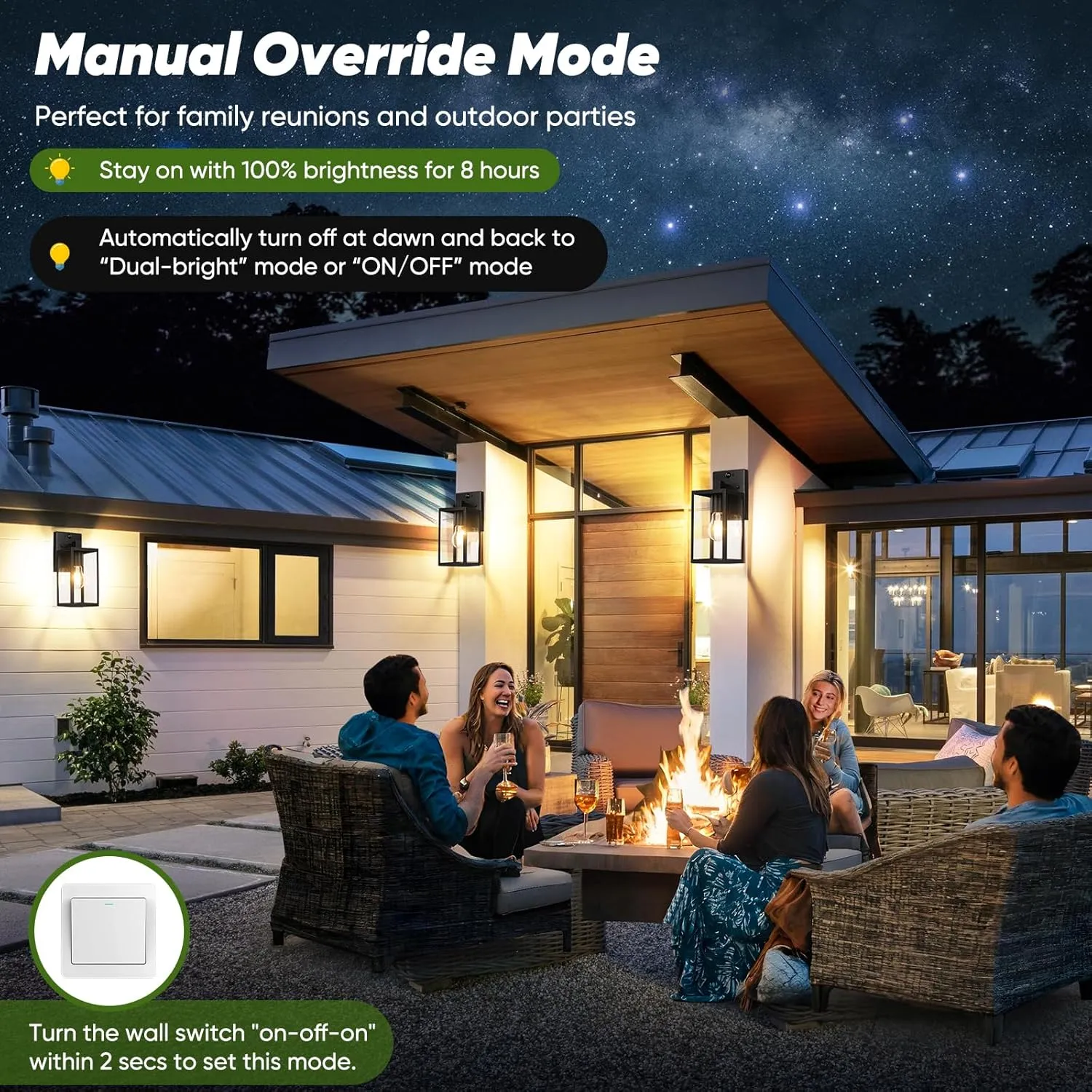 2-Pack Upgraded Motion Sensor Outdoor Wall Lights, Dusk to Dawn Porch Lights Outdoor Wall Sconce Lanterns, 3 Lighting Modes Exterior Lighting Fixtures, Black Outside Lights for House Front Door Garage