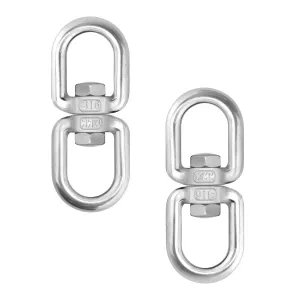 2 Pcs SUS316 Loop Dia 12mm 1/2inch 2755lbsf Double Eye Swivel, Eye to Eye Swivel Shackle Ring Connector Hardware Double Ended Swivel Hook for Marine Mooring Swivel Tree Swing Hanging Hammock