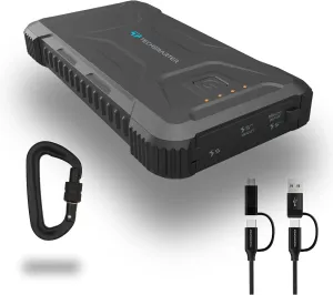 20000mAh Rugged & Waterproof Power Bank with Flashlight, 18W USB-C Heavy Duty Portable Charger for Outdoors, Camping. For iPhone 16, 15, 14, 13, 12, 11, iPad, Samsung Galaxy S25, S24, S23, S22, S21