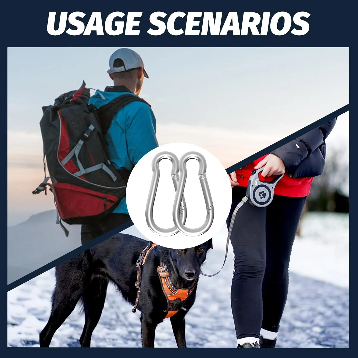 200pcs Carabiner Clip Spring-Snap Hook, M4 1.55 Inch Quick Link Keychain for Hiking, Camping, Fishing, Bird Feeders, Dog Leash, 120LBS Holding Capacity