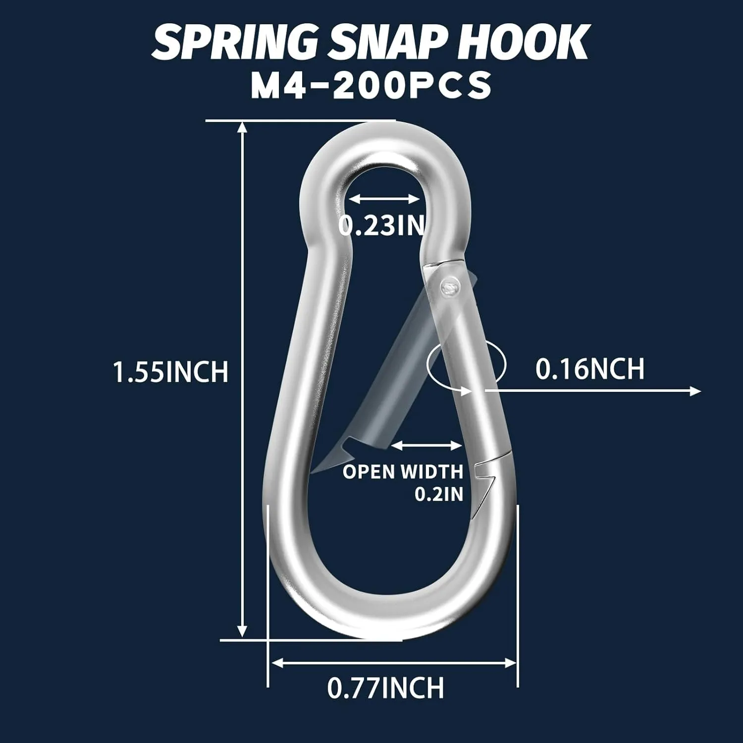 200pcs Carabiner Clip Spring-Snap Hook, M4 1.55 Inch Quick Link Keychain for Hiking, Camping, Fishing, Bird Feeders, Dog Leash, 120LBS Holding Capacity