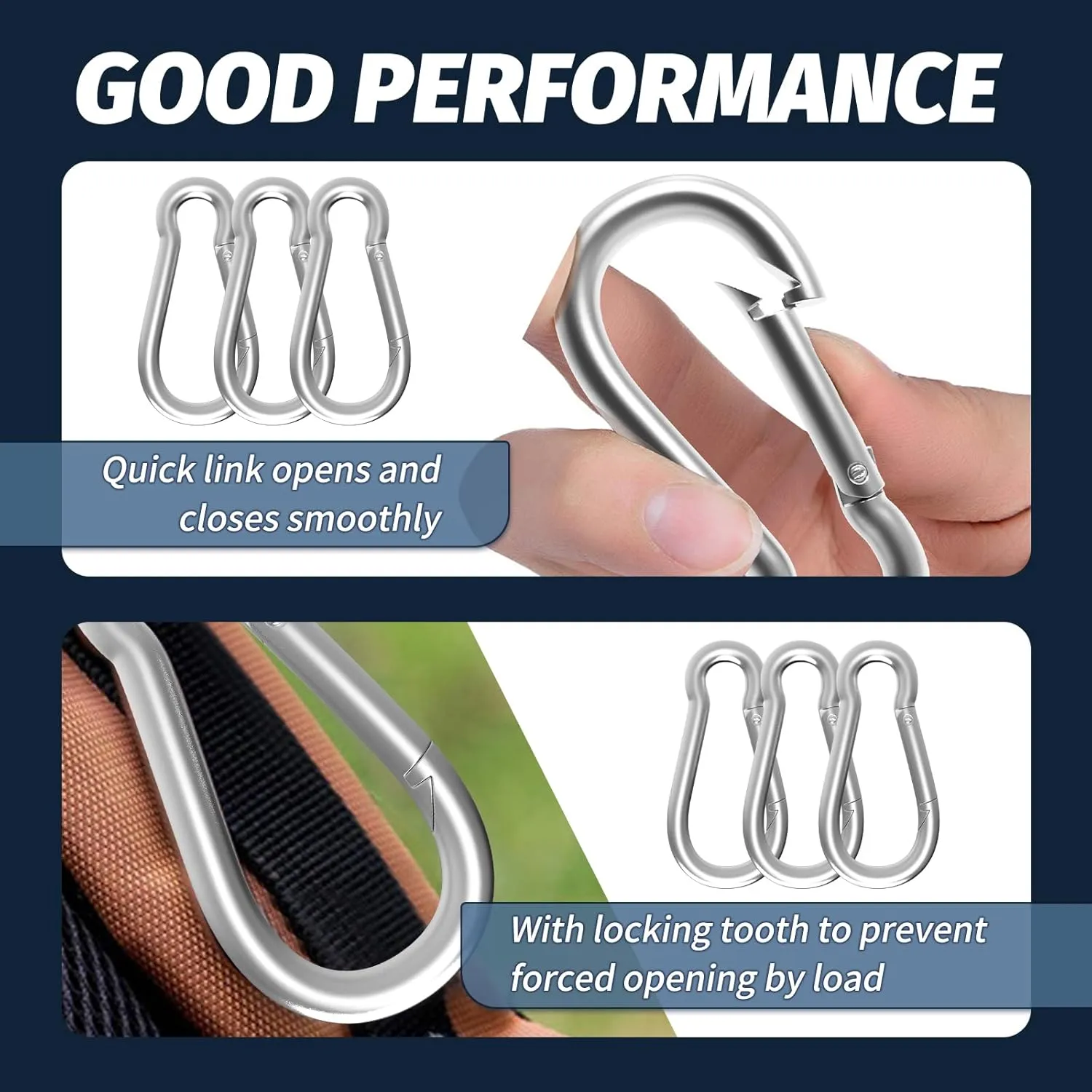 200pcs Carabiner Clip Spring-Snap Hook, M4 1.55 Inch Quick Link Keychain for Hiking, Camping, Fishing, Bird Feeders, Dog Leash, 120LBS Holding Capacity