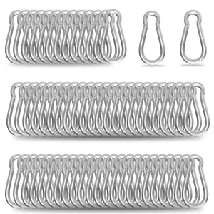 200PCS M5 Carabiners Clip Heavy Duty Spring Snap Hook, 2Inch Galvanized Steel Carabiner, Safety Quick Links Snap Hooks, Spring Clips for Swing Hammock Camping Keychain Outdoor