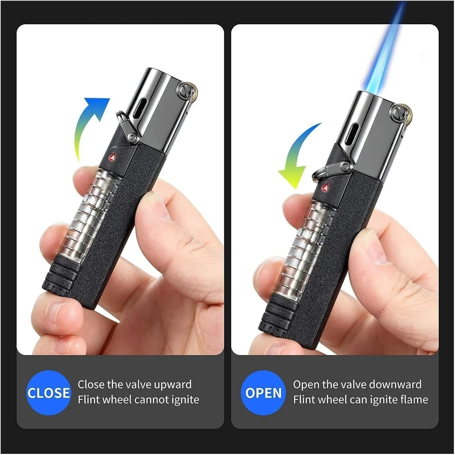 2024 Butane Fuel Jet Torch, Visible Gas Jet Torch Lighter, Lockable Flame Windproof Lighter, Gift for Friends and Family (Butane Not Included)(Red)