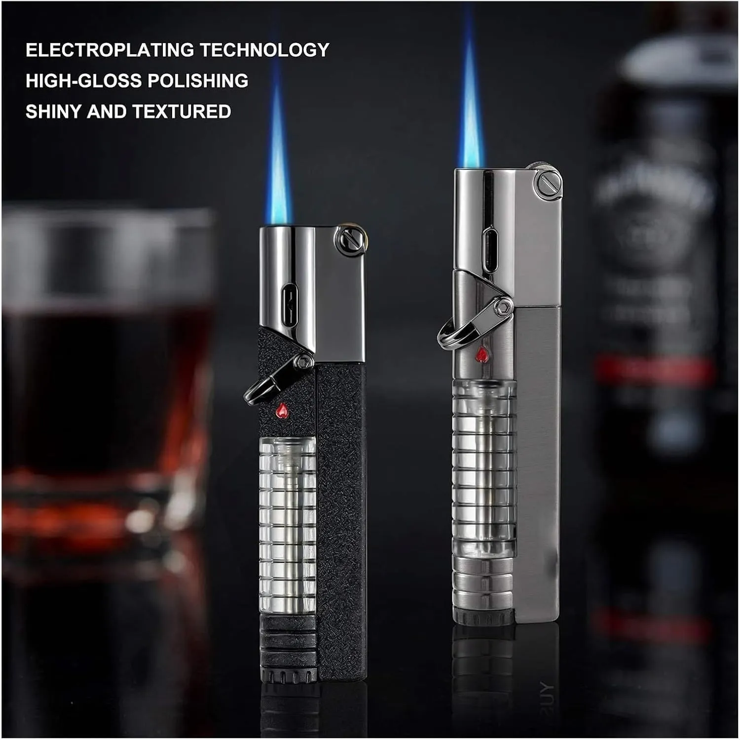 2024 Butane Fuel Jet Torch, Visible Gas Jet Torch Lighter, Lockable Flame Windproof Lighter, Gift for Friends and Family (Butane Not Included)(Red)