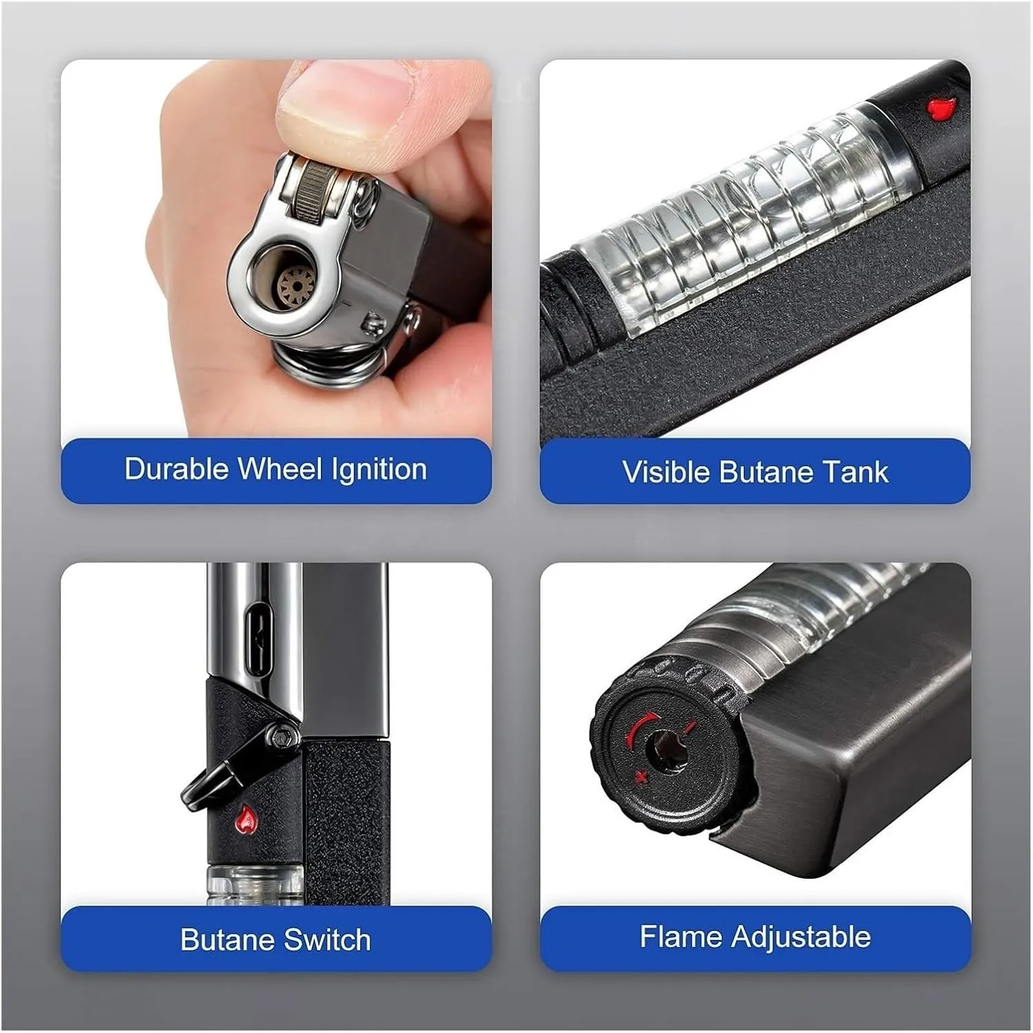 2024 Butane Fuel Jet Torch, Visible Gas Jet Torch Lighter, Lockable Flame Windproof Lighter, Gift for Friends and Family (Butane Not Included)(Red)