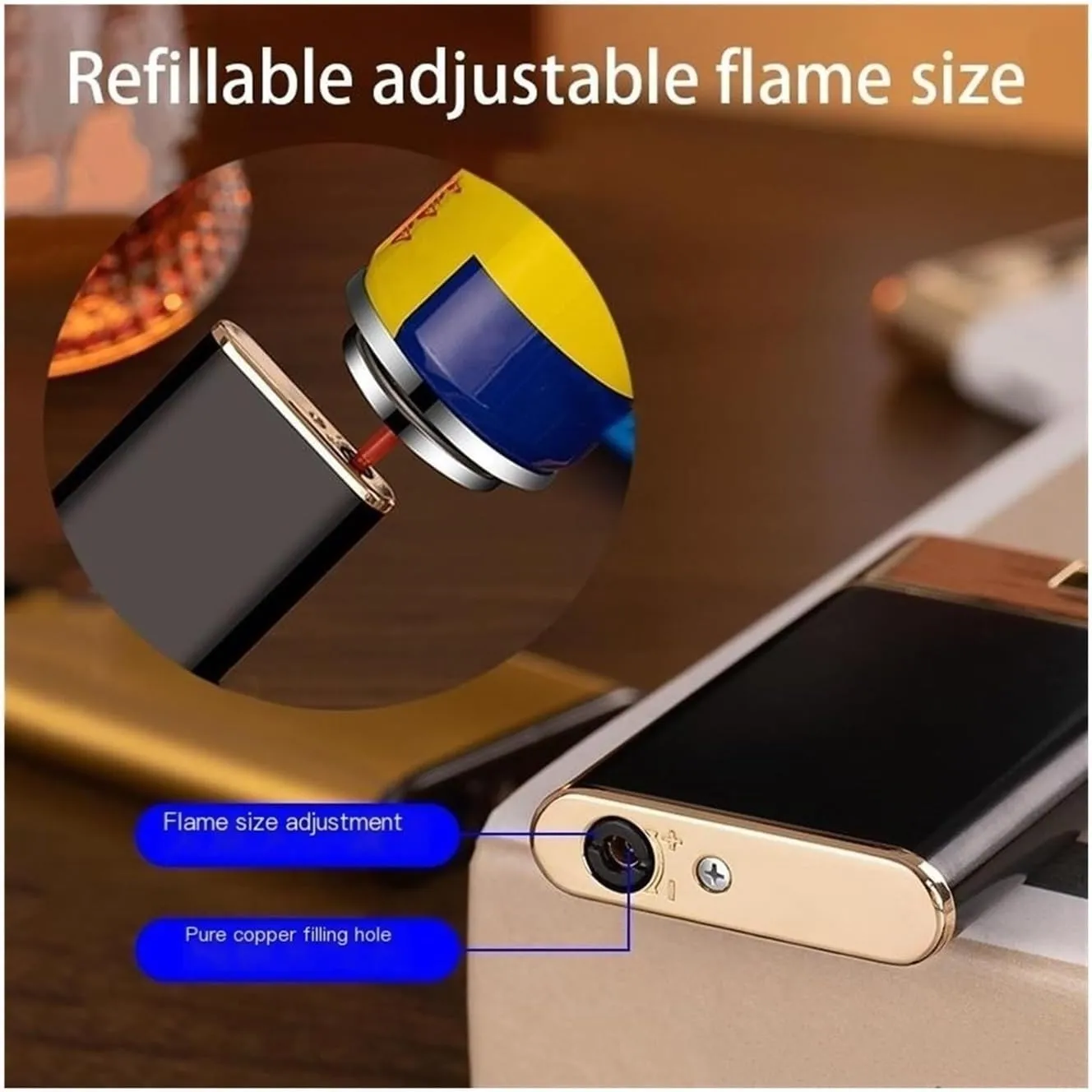 2024 Metal Portable Lighter, Gas Torch Lighter, Butane refillable Adjustable Flame Lighter, Jet Flame Windproof Lighter, Suitable for Camping, Outdoor, Gifts (Butane not Included)(White Silver)