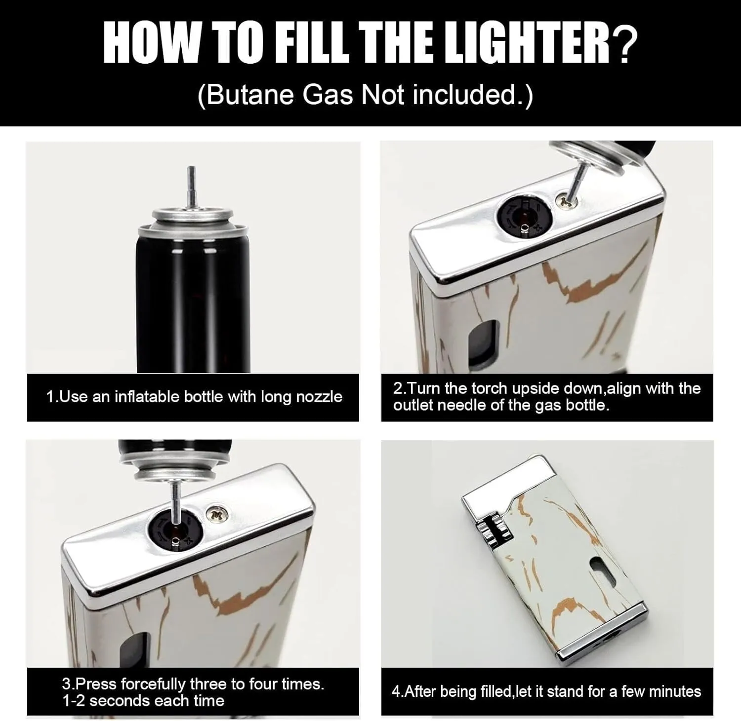 2024 Torch Lighter, Small Portable Butane Lighter, Multifunctional Refillable Reusable Candle Flint Lighter, Candle, Camping (Gas Not Included)(Black)