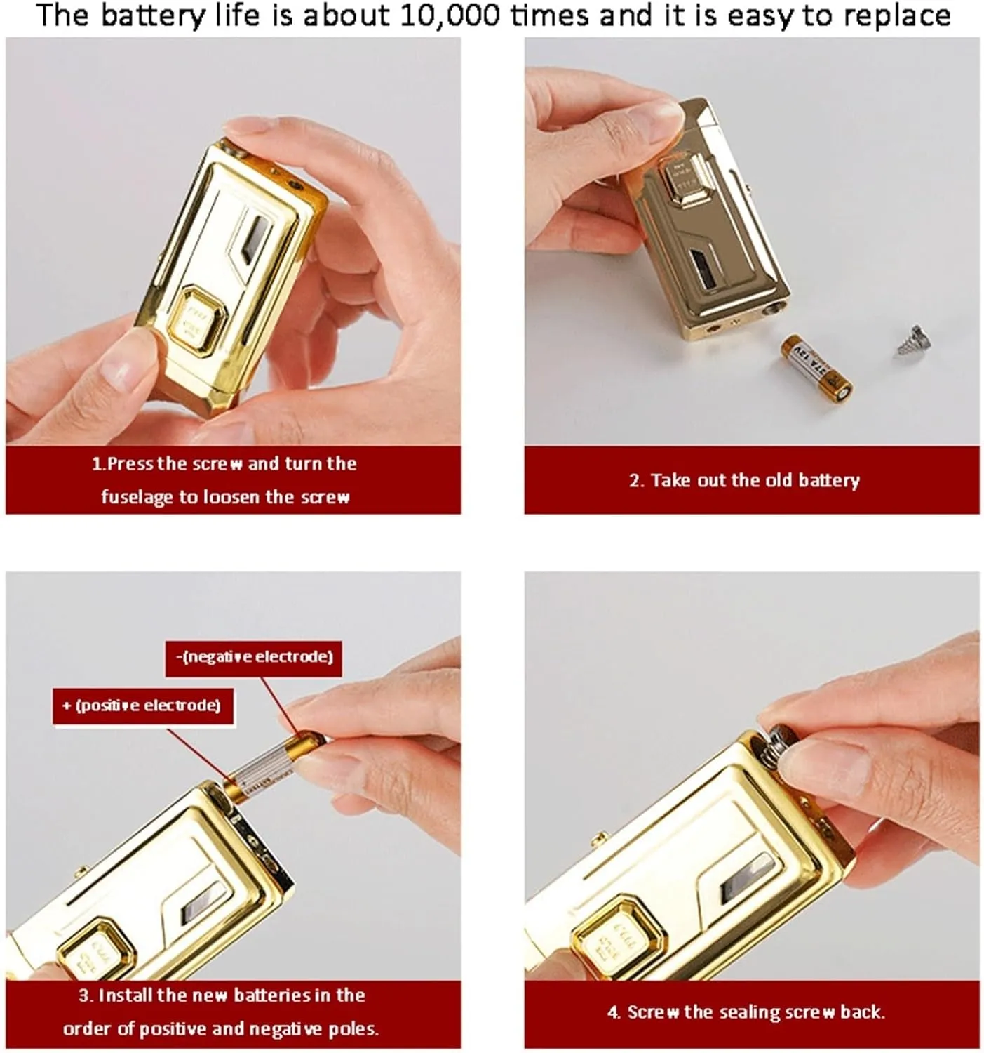 2025 Dual Flame Butane Windproof Lighter, Push Button Ignition, with Visible Oil Window, Refillable Fuel, Metal Flip Top, Suitable for Candle Camping (Butane Not Included)(Gold)