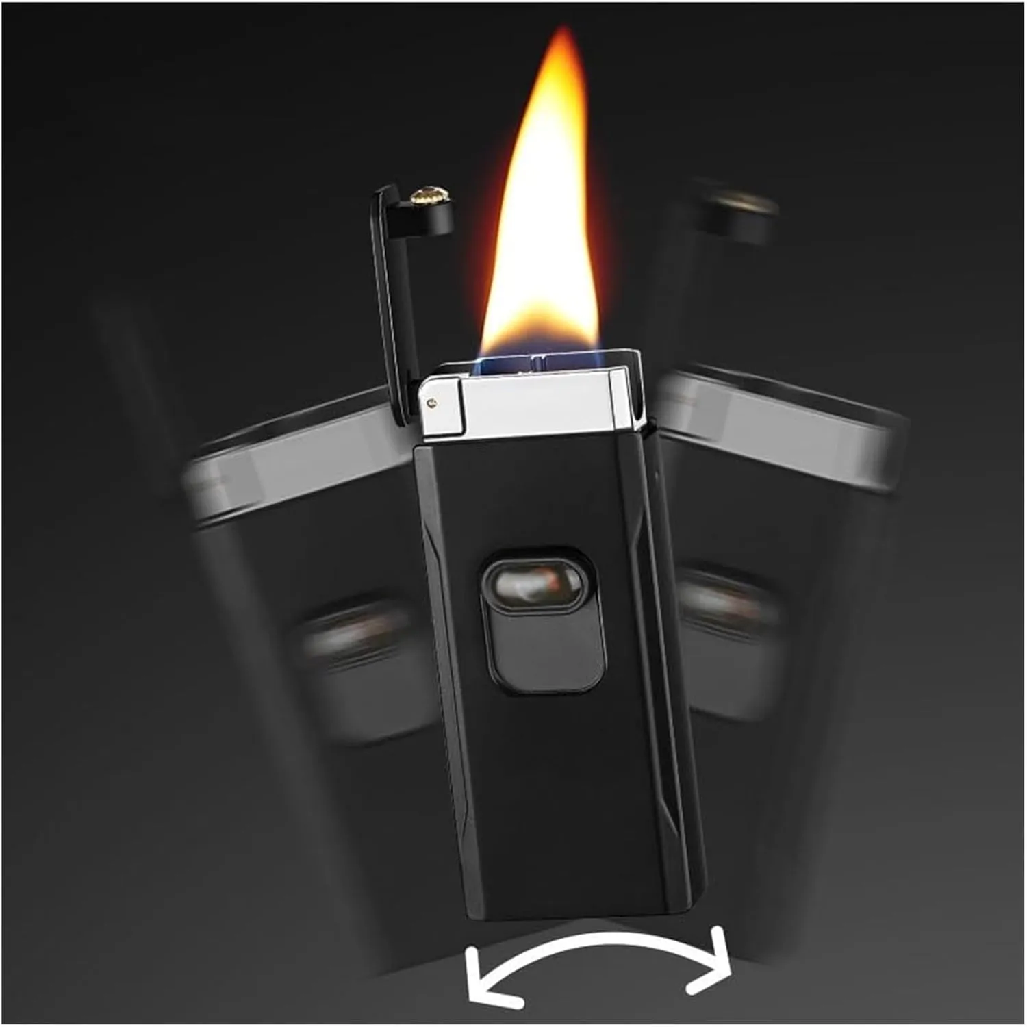 2025 ultra-thin metal ultra-wide soft flame lighter, rechargeable butane gas lighter, intelligent gravity induction ignition, with visible fuel tank, portable adjustable windproof lighter, (fuel not i