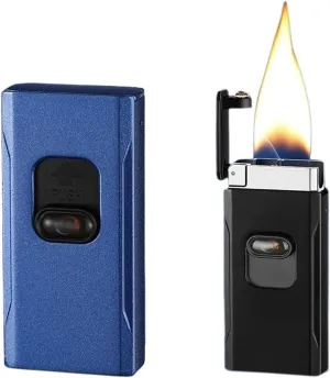 2025 ultra-thin metal ultra-wide soft flame lighter, rechargeable butane gas lighter, intelligent gravity induction ignition, with visible fuel tank, portable adjustable windproof lighter, (fuel not i