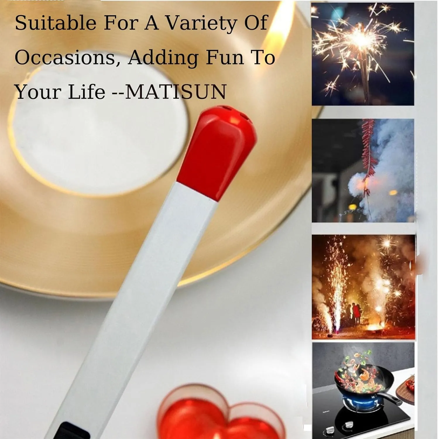 2/3Pack Match Stick Lighter, Big Match Lighter, Match Stick Lighter Refillable, Giant Match Stick Lighter, Match Stick Shaped Multipurpose Butane Lighter (2pack White)